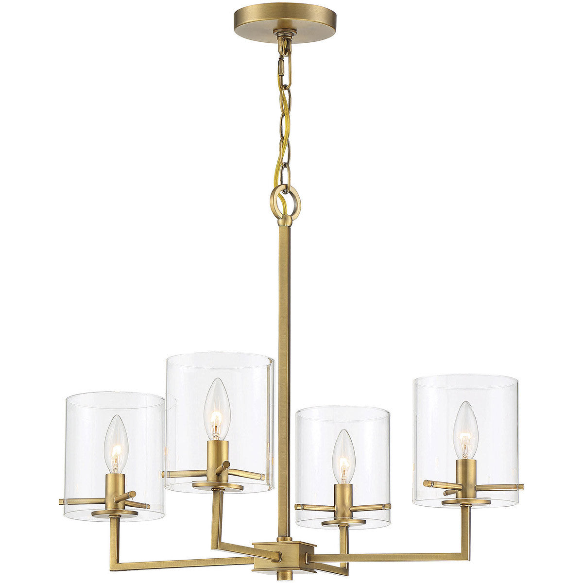 Meridian Lite Trends 4-Light Chandelier in Natural Brass M10076NB