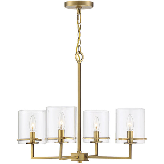 Meridian 4-Light Chandelier in Natural Brass M10076NB