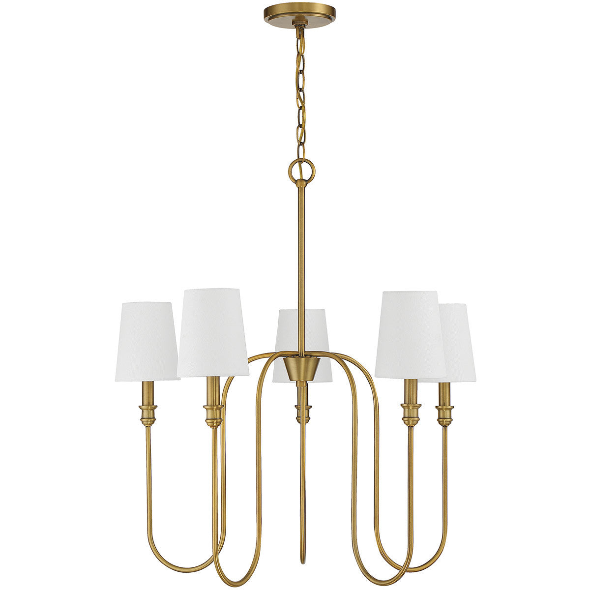 Meridian Lite Trends 5-Light Chandelier in Natural Brass M10077NB