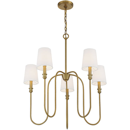 Meridian Lite Trends 5-Light Chandelier in Natural Brass M10077NB