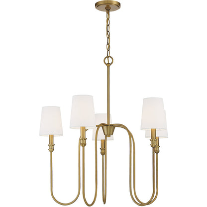 Meridian Lite Trends 5-Light Chandelier in Natural Brass M10077NB