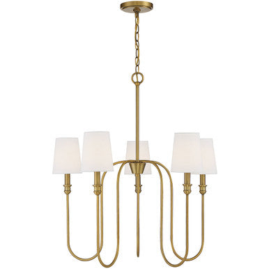 Meridian Lite Trends 5-Light Chandelier in Natural Brass M10077NB