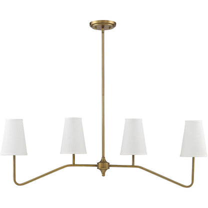 Meridian Lite Trends 4-Light Linear Chandelier in Natural Brass M10078NB