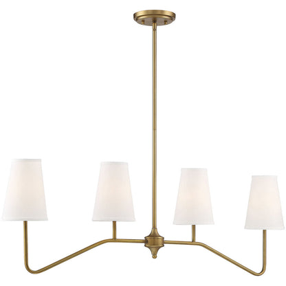 Meridian Lite Trends 4-Light Linear Chandelier in Natural Brass M10078NB