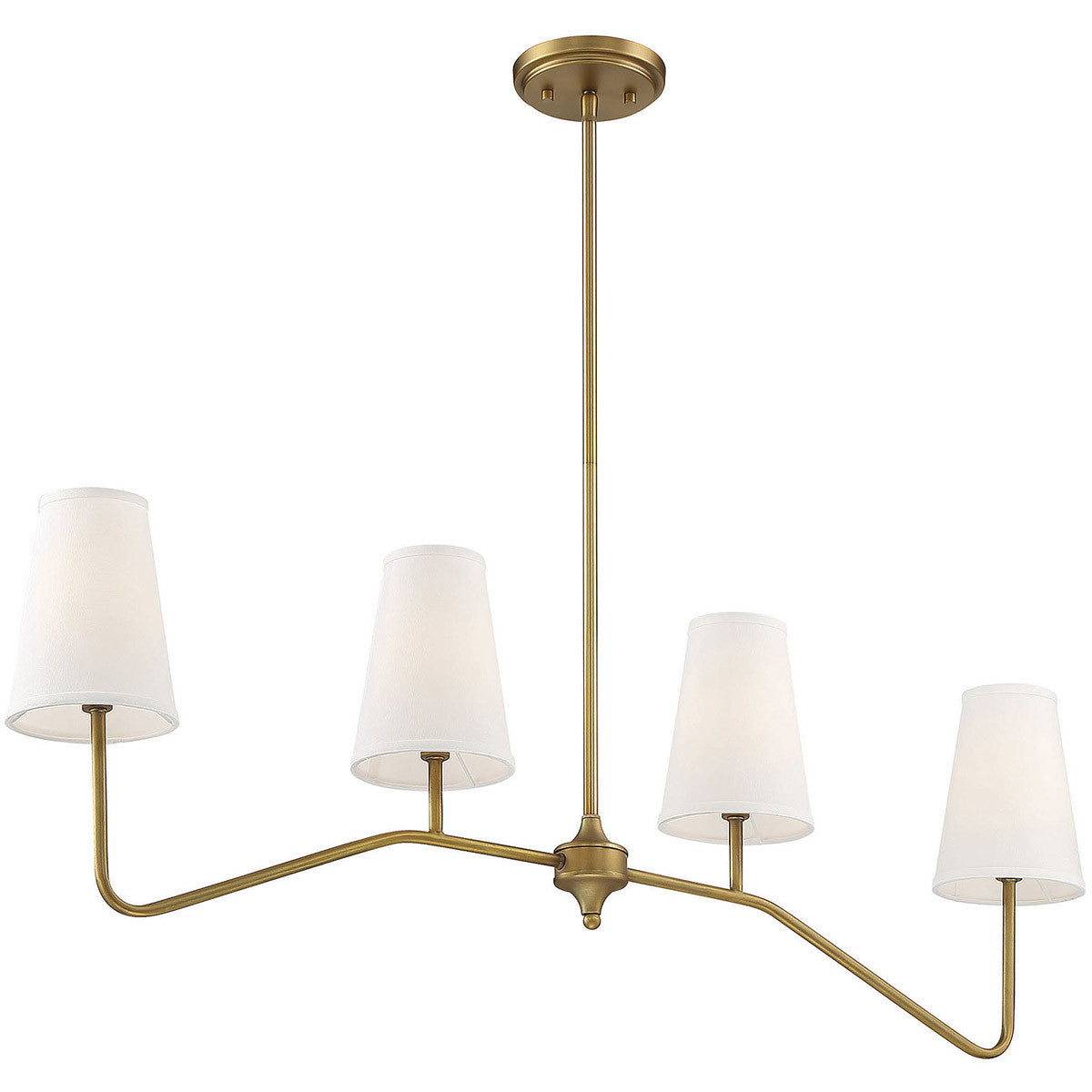 Meridian Lite Trends 4-Light Linear Chandelier in Natural Brass M10078NB