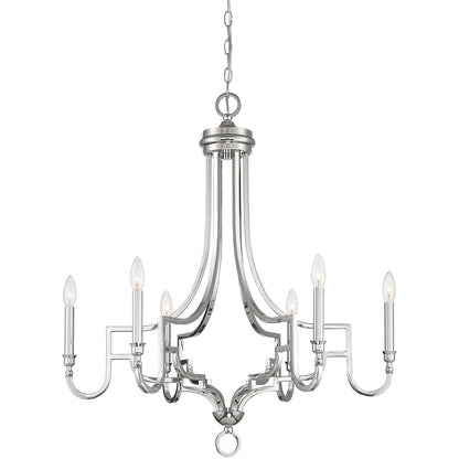 Meridian Lite Trends 6-Light Chandelier in Polished Nickel M10083PN