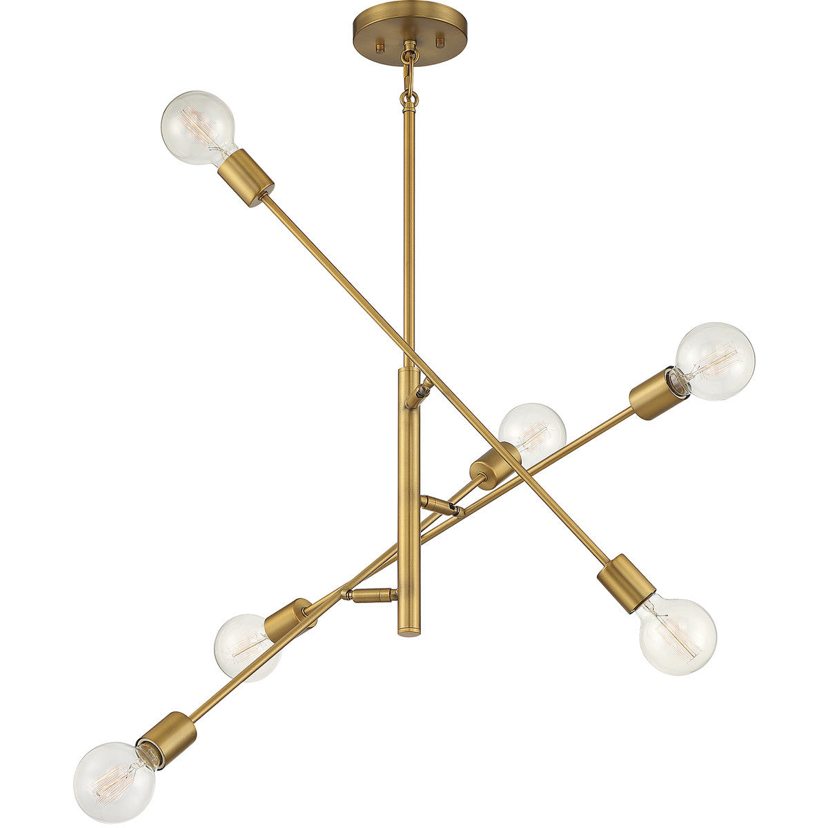 Meridian Lite Trends 6-Light Chandelier in Natural Brass M10084NB