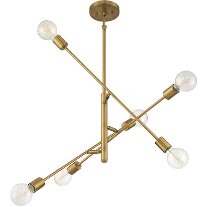 Meridian Lite Trends 6-Light Chandelier in Natural Brass M10084NB