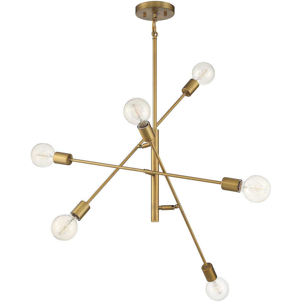 Meridian Lite Trends 6-Light Chandelier in Natural Brass M10084NB