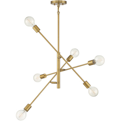 Meridian 6-Light Chandelier in Natural Brass M10084NB