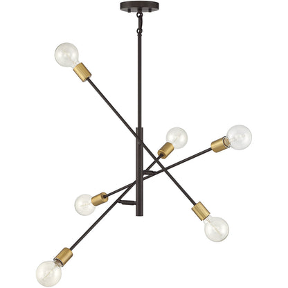 Meridian Lite Trends 6-Light Chandelier in Oil Rubbed Bronze with Natural Brass M10084ORBNB