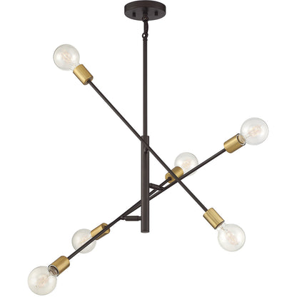 Meridian Lite Trends 6-Light Chandelier in Oil Rubbed Bronze with Natural Brass M10084ORBNB