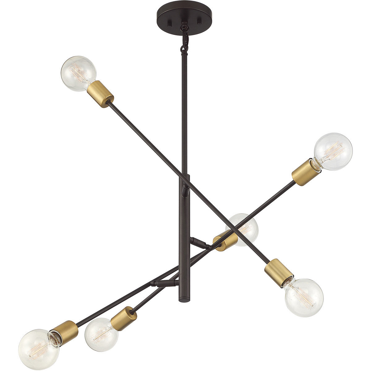 Meridian Lite Trends 6-Light Chandelier in Oil Rubbed Bronze with Natural Brass M10084ORBNB