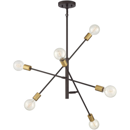 Meridian Lite Trends 6-Light Chandelier in Oil Rubbed Bronze with Natural Brass M10084ORBNB