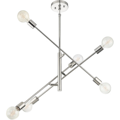 Meridian Lite Trends 6-Light Chandelier in Polished Nickel M10084PN