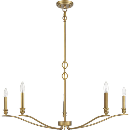 Meridian Lite Trends 5-Light Chandelier in Natural Brass M10086NB