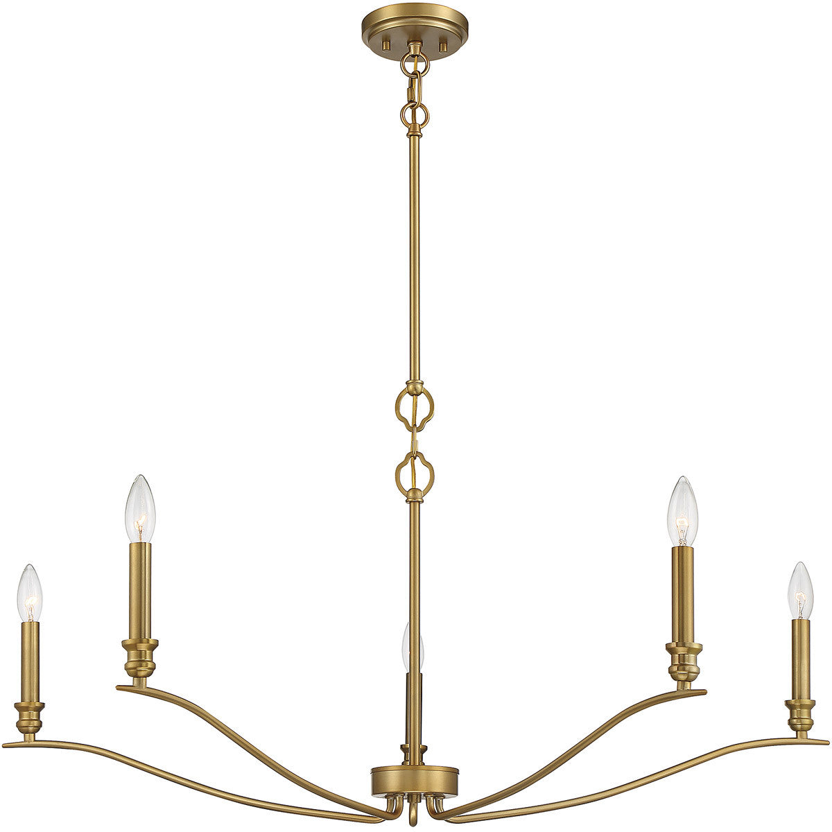 Meridian Lite Trends 5-Light Chandelier in Natural Brass M10086NB