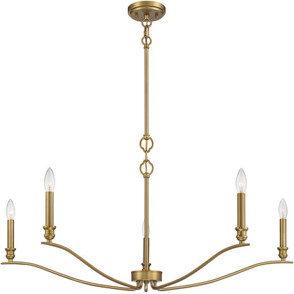 Meridian Lite Trends 5-Light Chandelier in Natural Brass M10086NB