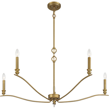 Meridian Lite Trends 5-Light Chandelier in Natural Brass M10086NB