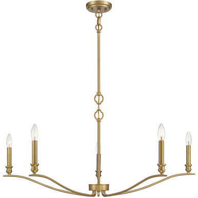 Meridian Lite Trends 5-Light Chandelier in Natural Brass M10086NB