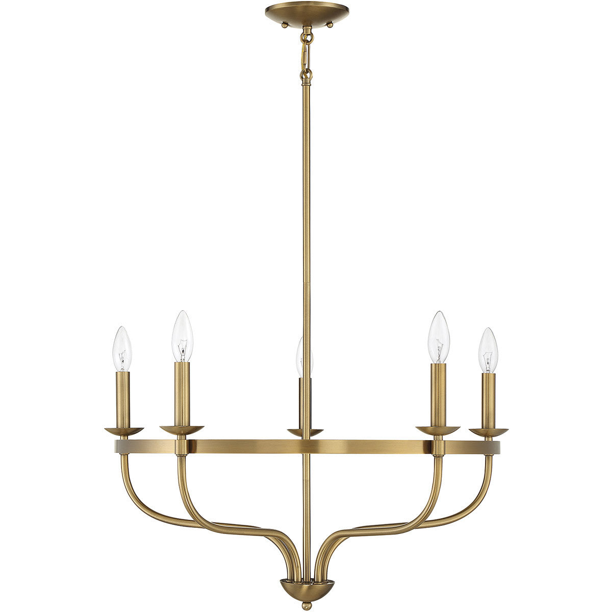 Meridian Lite Trends 5-Light Chandelier in Natural Brass M10087NB