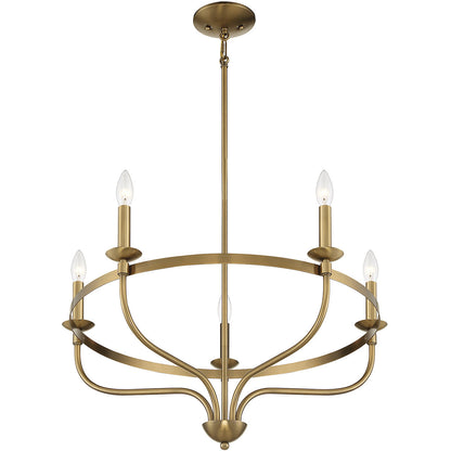 Meridian Lite Trends 5-Light Chandelier in Natural Brass M10087NB