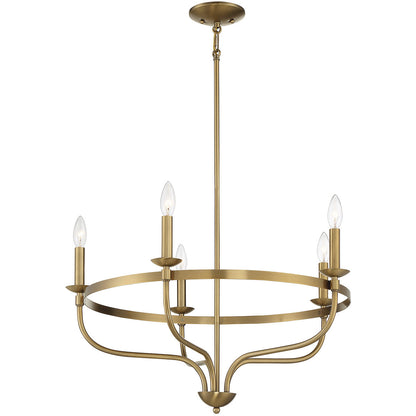 Meridian Lite Trends 5-Light Chandelier in Natural Brass M10087NB