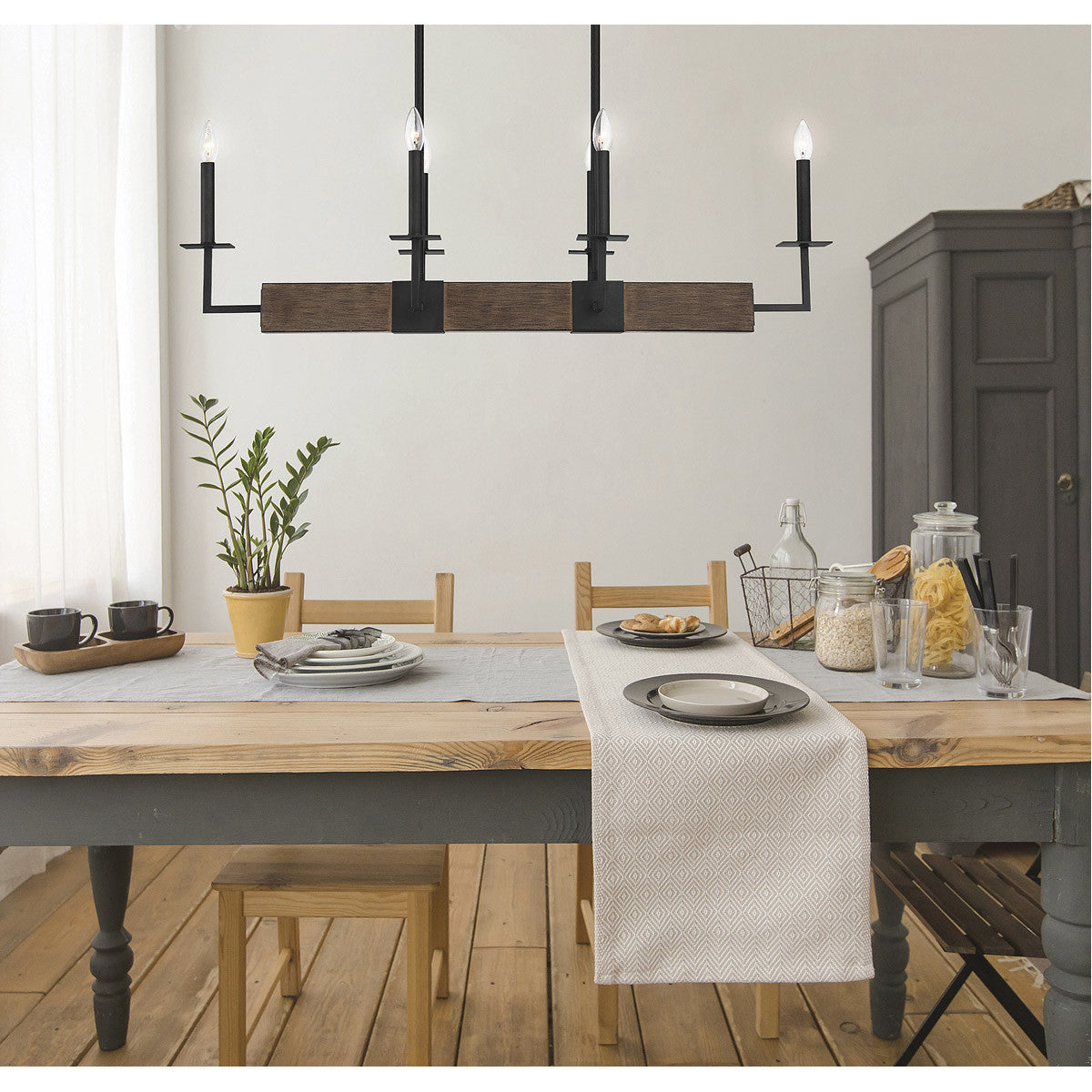 Meridian Lite Trends 6-Light Linear Chandelier in Remington M10088DG