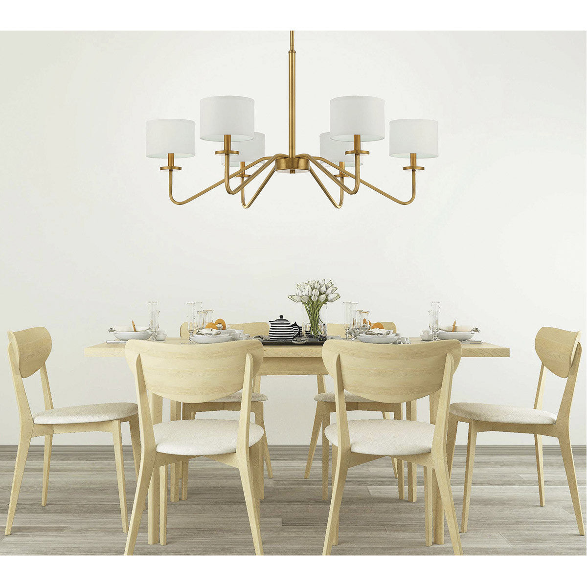 Meridian Lite Trends 6-Light Chandelier in Natural Brass M10092NB