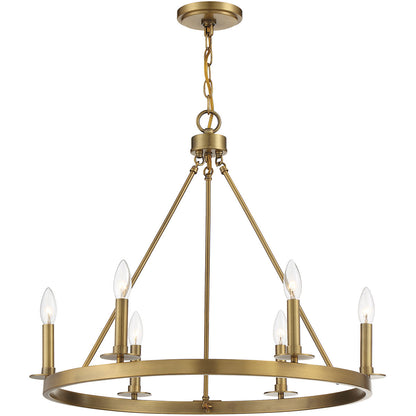 Meridian Lite Trends 6-Light Chandelier in Natural Brass M10093NB