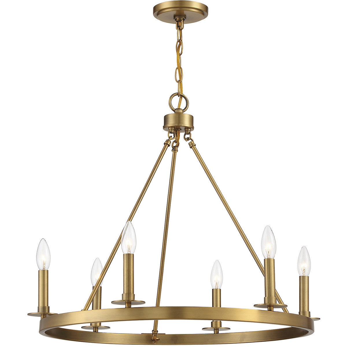 Meridian Lite Trends 6-Light Chandelier in Natural Brass M10093NB