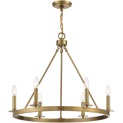 Meridian 6-Light Chandelier in Natural Brass M10093NB