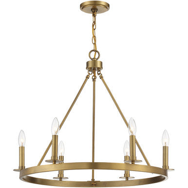 Meridian Lite Trends 6-Light Chandelier in Natural Brass M10093NB