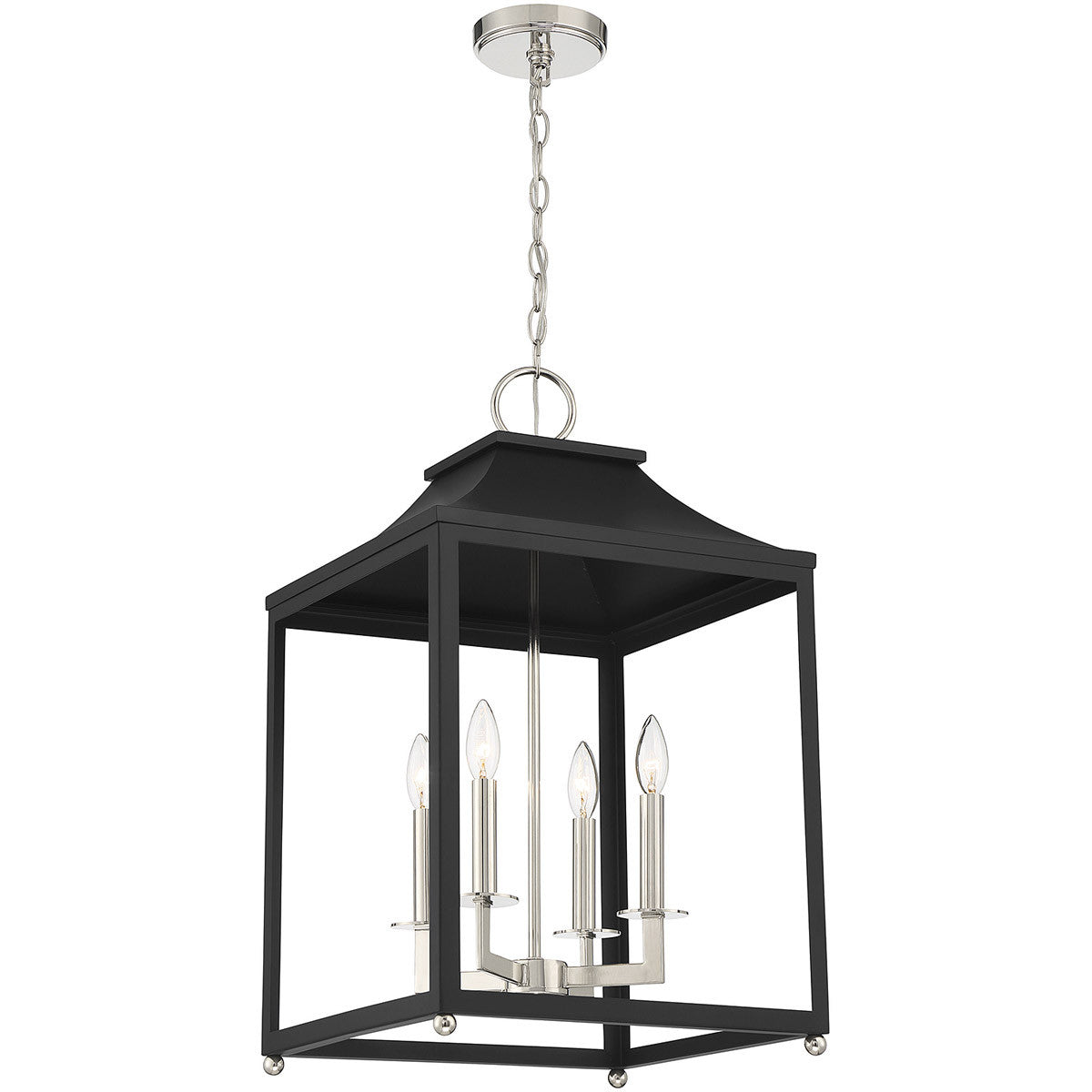 Meridian Lite Trends 4-Light Pendant in Matte Black with Polished Nickel M30009MBKPN