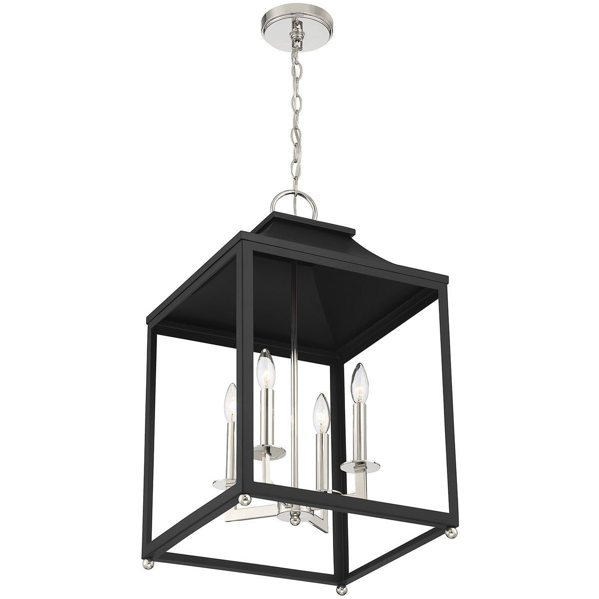 Meridian Lite Trends 4-Light Pendant in Matte Black with Polished Nickel M30009MBKPN