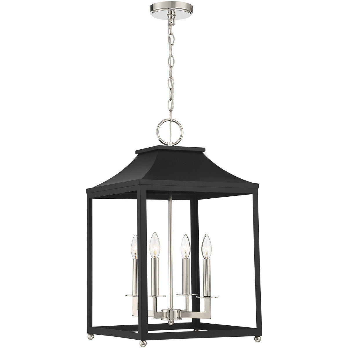 Meridian 4-Light Matte Black with Polished Nickel Pendant M30009MBKPN