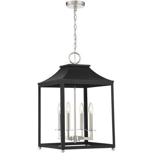 Meridian 4-Light Matte Black with Polished Nickel Pendant M30009MBKPN