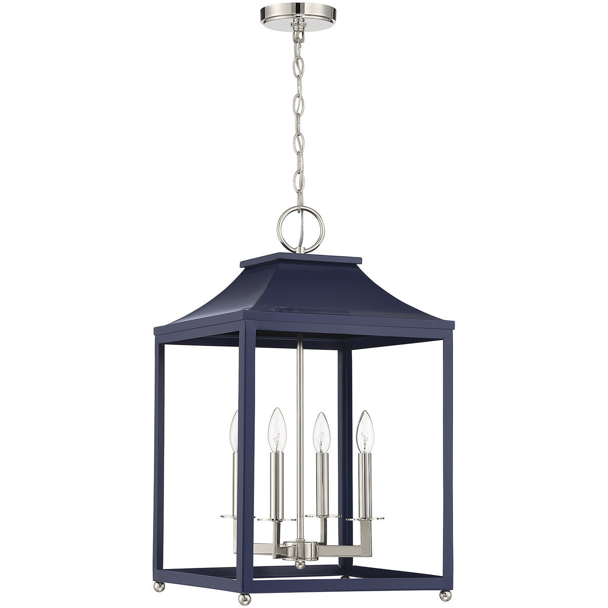 Meridian Lite Trends 4-Light Pendant in Navy Blue with Polished Nickel M30009NBLPN