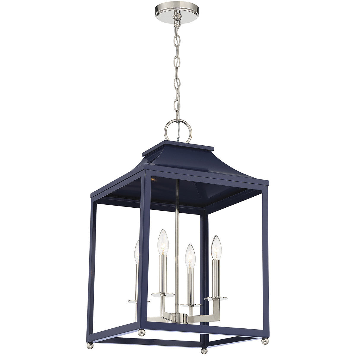 Meridian Lite Trends 4-Light Pendant in Navy Blue with Polished Nickel M30009NBLPN