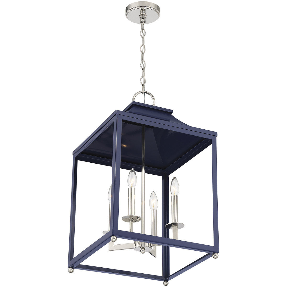 Meridian Lite Trends 4-Light Pendant in Navy Blue with Polished Nickel M30009NBLPN