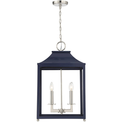 Meridian Lite Trends 4-Light Pendant in Navy Blue with Polished Nickel M30009NBLPN