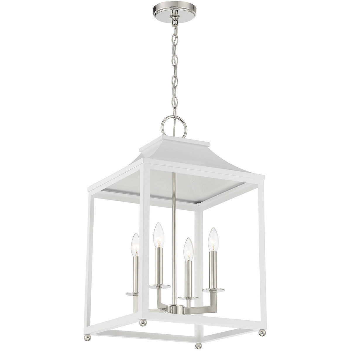 Meridian Lite Trends 4-Light Pendant in White with Polished Nickel M30009WHPN