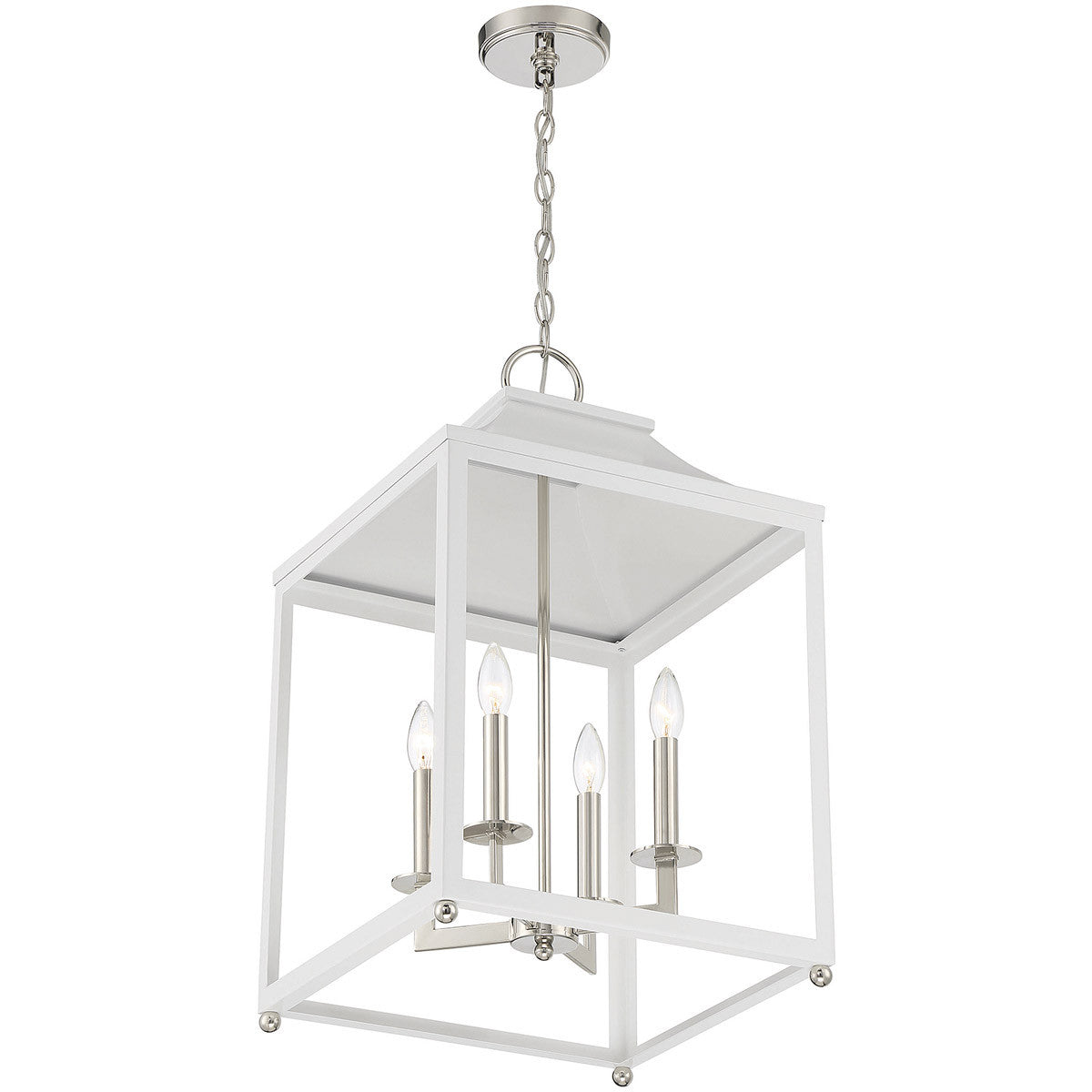 Meridian Lite Trends 4-Light Pendant in White with Polished Nickel M30009WHPN