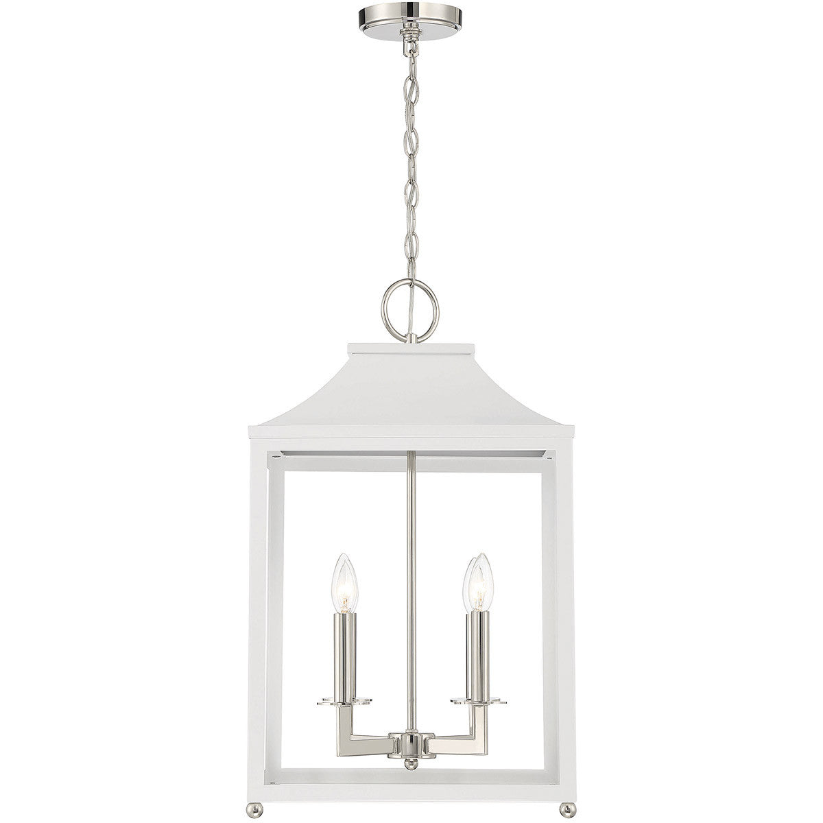 Meridian Lite Trends 4-Light Pendant in White with Polished Nickel M30009WHPN