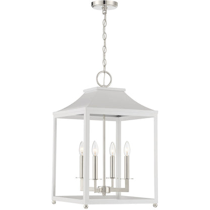 Meridian 4-Light White with Polished Nickel Pendant M30009WHPN