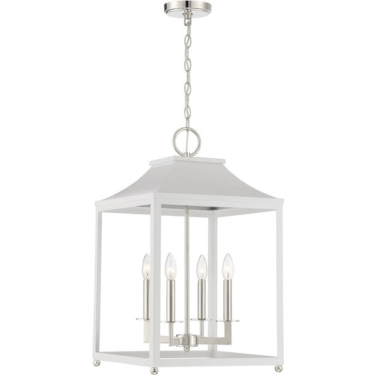 Meridian 4-Light White with Polished Nickel Pendant M30009WHPN