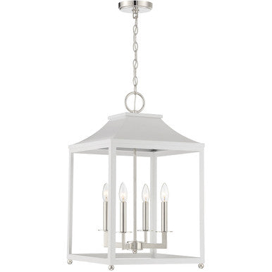 Meridian Lite Trends 4-Light Pendant in White with Polished Nickel M30009WHPN