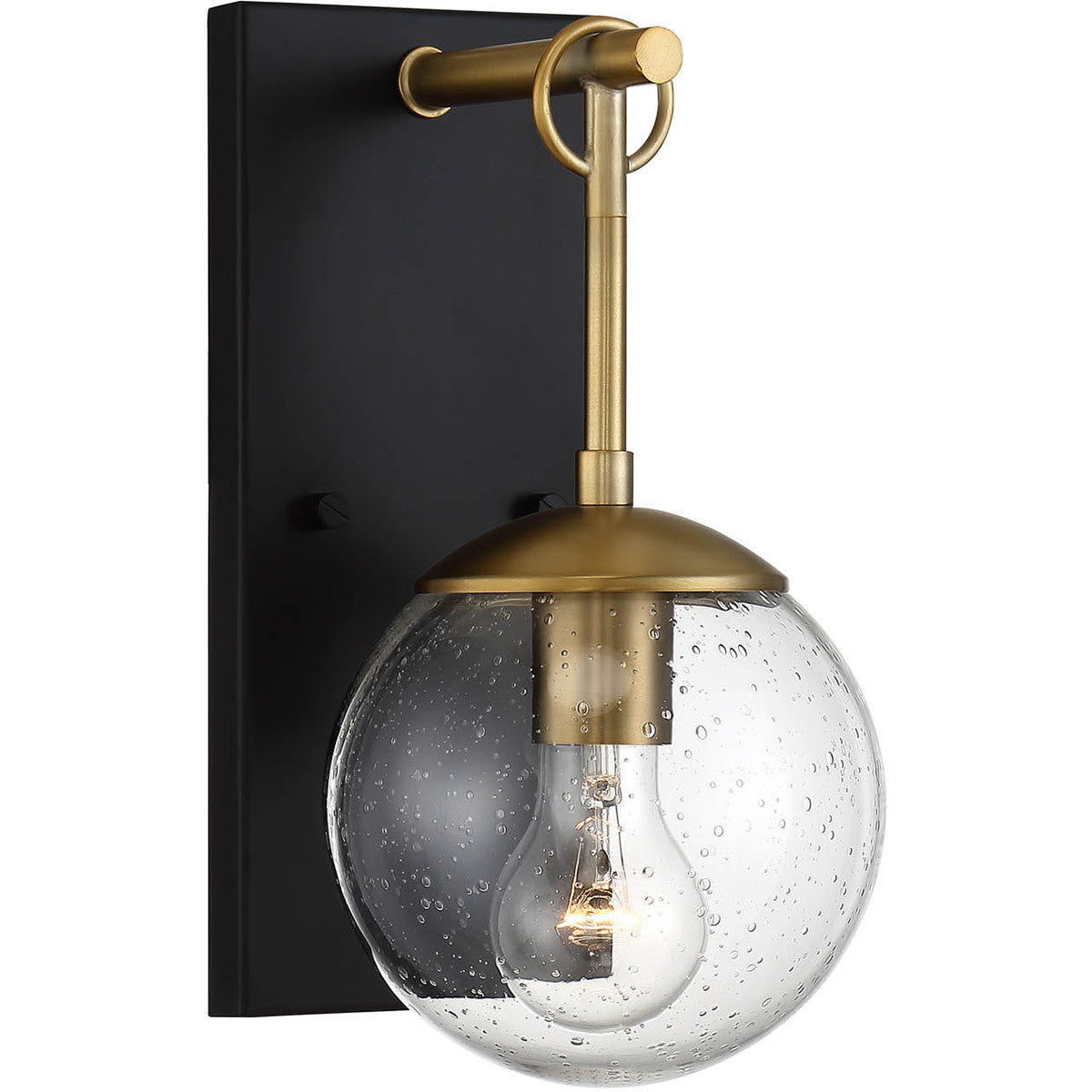 Meridian 1-Light Outdoor Wall Lantern in Oil Rubbed Bronze with Natural Brass M50029ORBNB