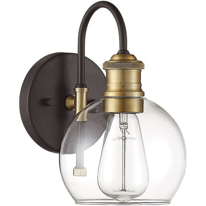 Meridian Lite Trends 1-Light Outdoor Wall Lantern in Oil Rubbed Bronze with Natural Brass M50040ORBNB