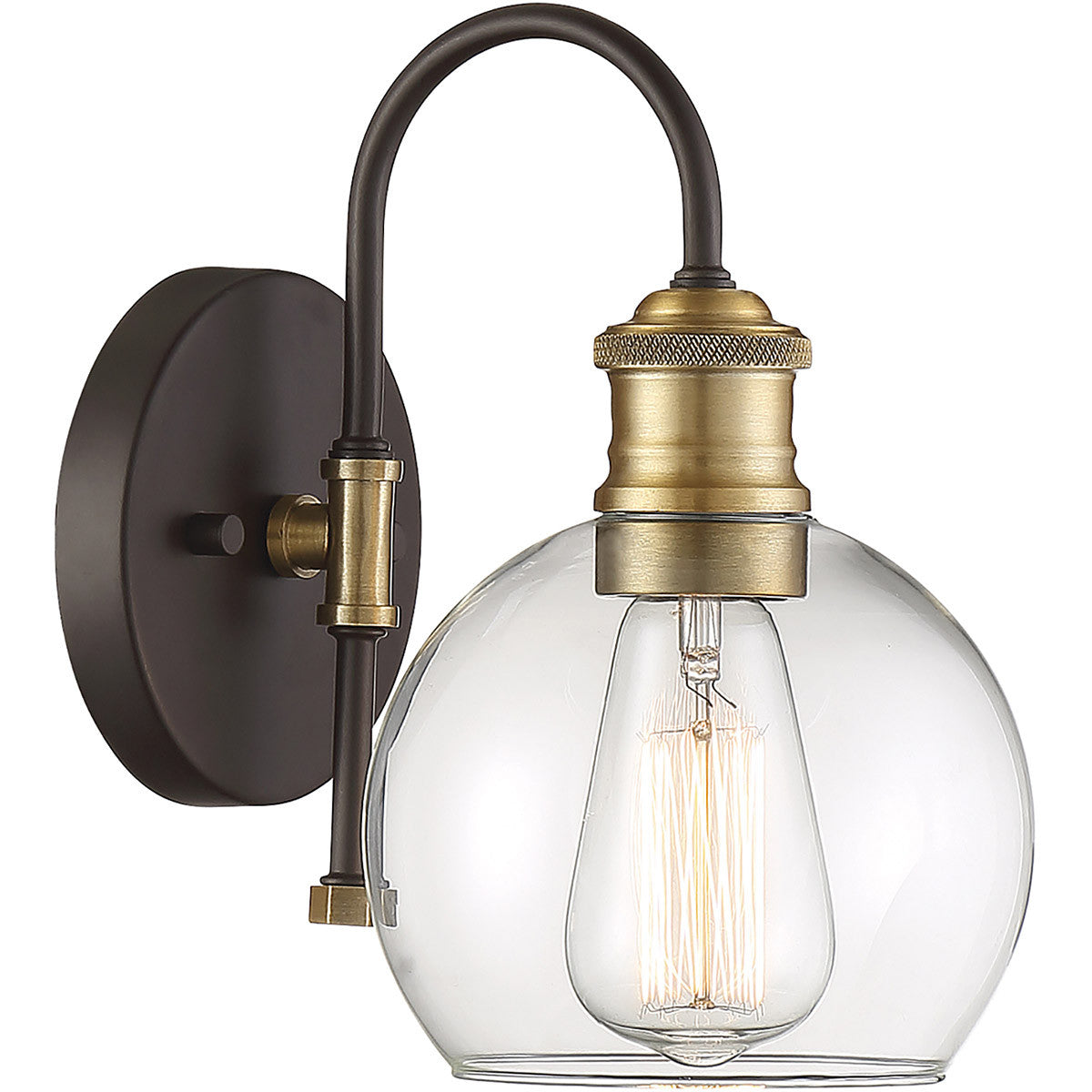 Meridian Lite Trends 1-Light Outdoor Wall Lantern in Oil Rubbed Bronze with Natural Brass M50040ORBNB